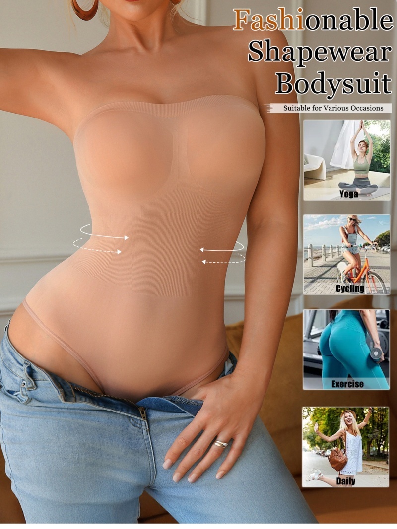 Shapewear Bodysuit Firm - Seamless Strapless Shapewear Bodysuit Women Tummy